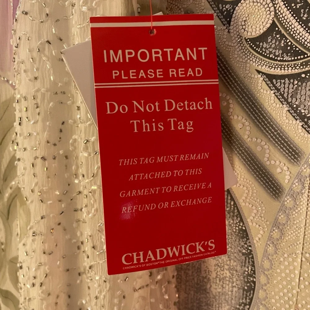 Laurence Kazar Ivory Beaded  Size 8. Full length. dress. New VINTAGE - Picture 4 of 16